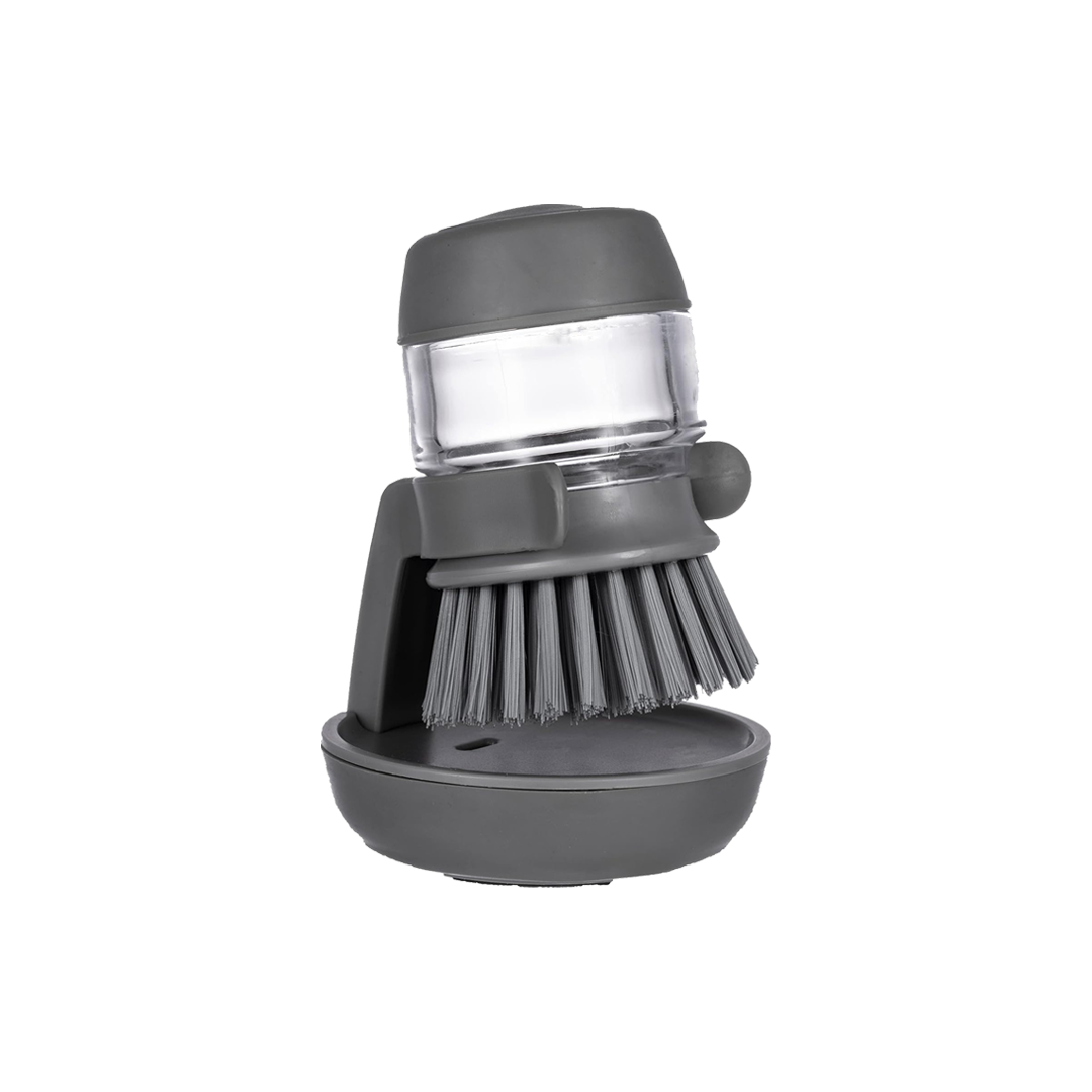 Scrub brush with practical container for easy and efficient cleaning