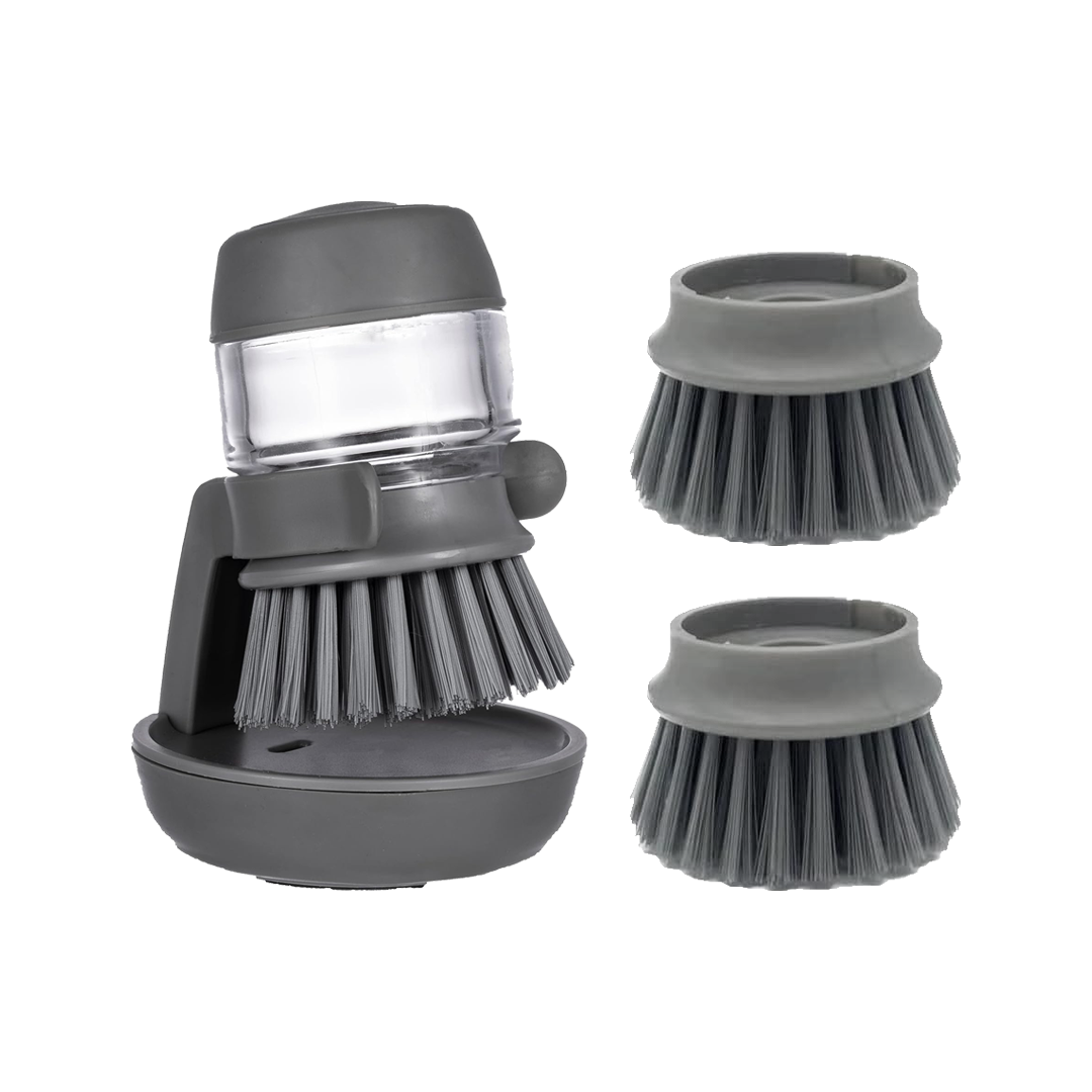 Scrub brush with practical container for easy and efficient cleaning