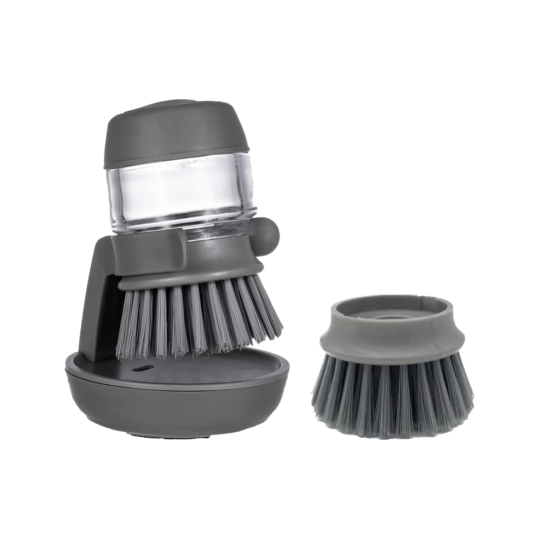 Scrub brush with practical container for easy and efficient cleaning