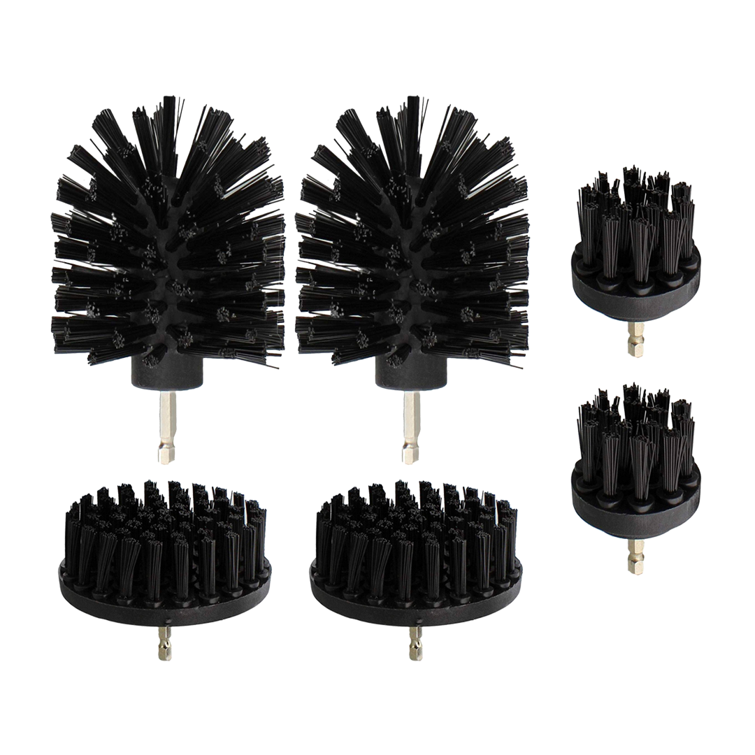 6-pack of hard drill brushes for effective cleaning