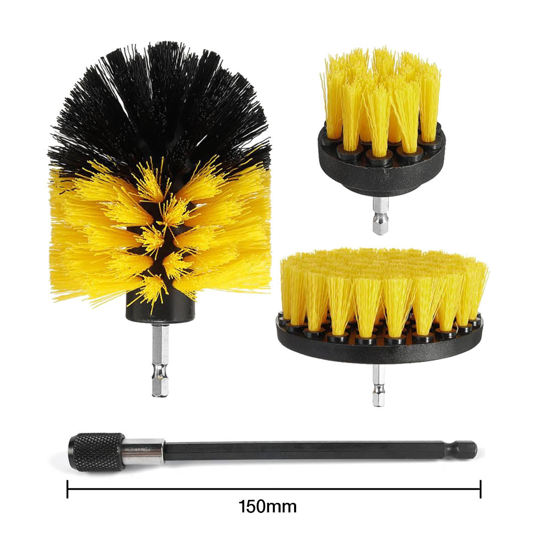 Drill brush 3-pack with 150mm extension (MIDDLE) for efficient cleaning and work